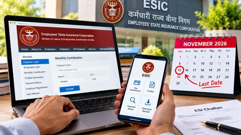 ESIC Payment 2026: 15 नवंबर से पहले करें अक्टूबर का ESI भुगतान, जानें पेमेंट स्टेटस और ऑनलाइन चालान का तरीका