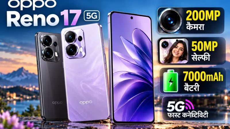 OPPO Reno 17 5G के स्पेसिफिकेशंस लीक: 200MP कैमरा, 50MP सेल्फी और 7000mAh बैटरी मिलने की उम्मीद