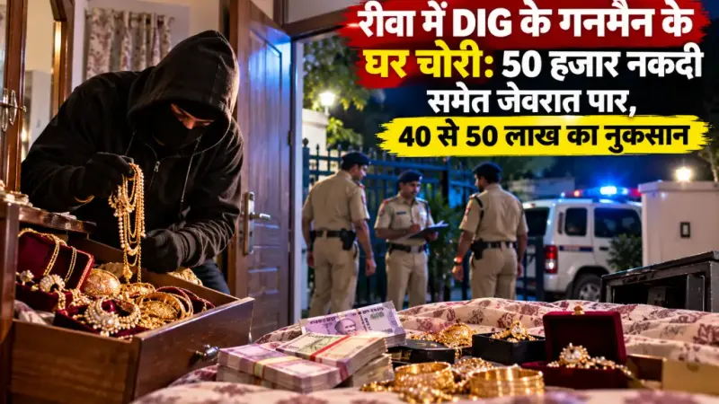 रीवा में DIG के गनमैन के घर चोरी: 50 हजार नकदी समेत जेवरात पार, 40 से 50 लाख का नुकसान