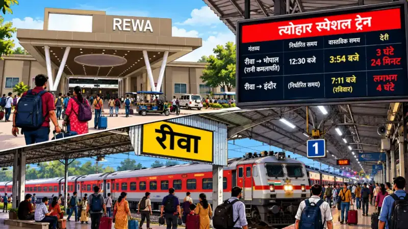 रीवा से त्योहार स्पेशल ट्रेन 3 घंटे देरी से रवाना: रविवार रात लौटी, यात्रियों को मिली अतिरिक्त सुविधा