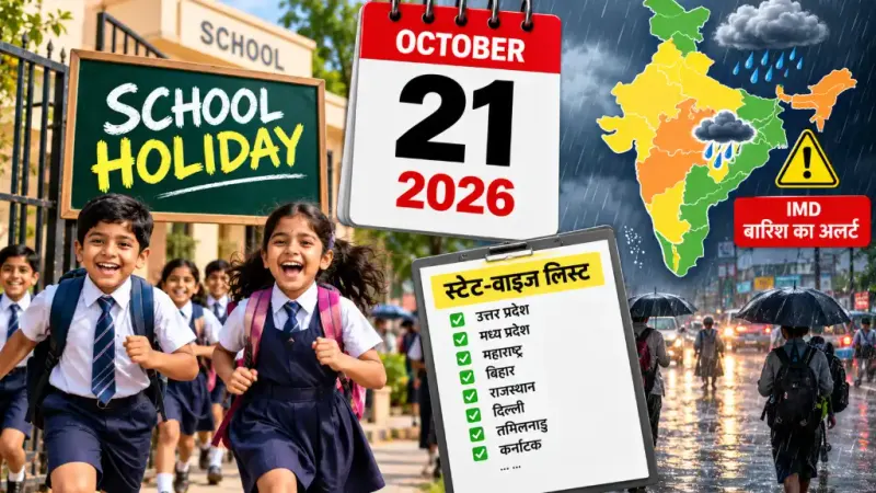 School Holiday October 21, 2026: क्या कल आपके राज्य में स्कूल बंद रहेंगे? देखें स्टेट-वाइज लिस्ट और IMD बारिश का अलर्ट
