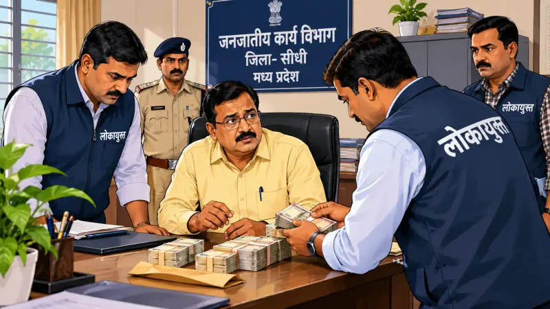 सीधी में 40 हजार की रिश्वत लेते प्रभारी मंडल संयोजक गिरफ्तार: रीवा लोकायुक्त पुलिस की टीम ने रंगे हाथ पकड़ा