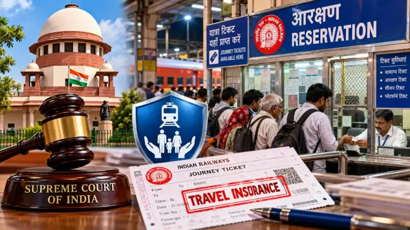 सुप्रीम कोर्ट का बड़ा फैसला, रेलवे काउंटर टिकट पर भी मिलेगा बीमा: 27 अक्टूबर से लागू करने के आदेश, ऑनलाइन और ऑफलाइन यात्रियों में भेदभाव नहीं; रेलवे बोर्ड होगा जिम्मेदार