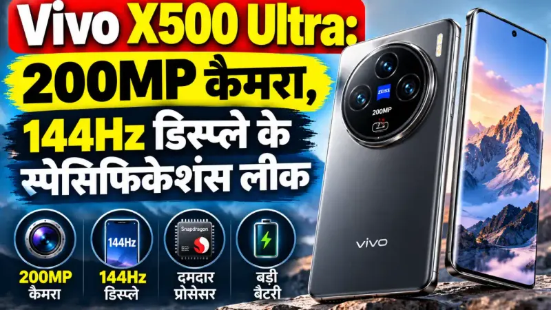 Vivo X500 Ultra: 200MP कैमरा, 144Hz डिस्प्ले के स्पेसिफिकेशंस लीक
