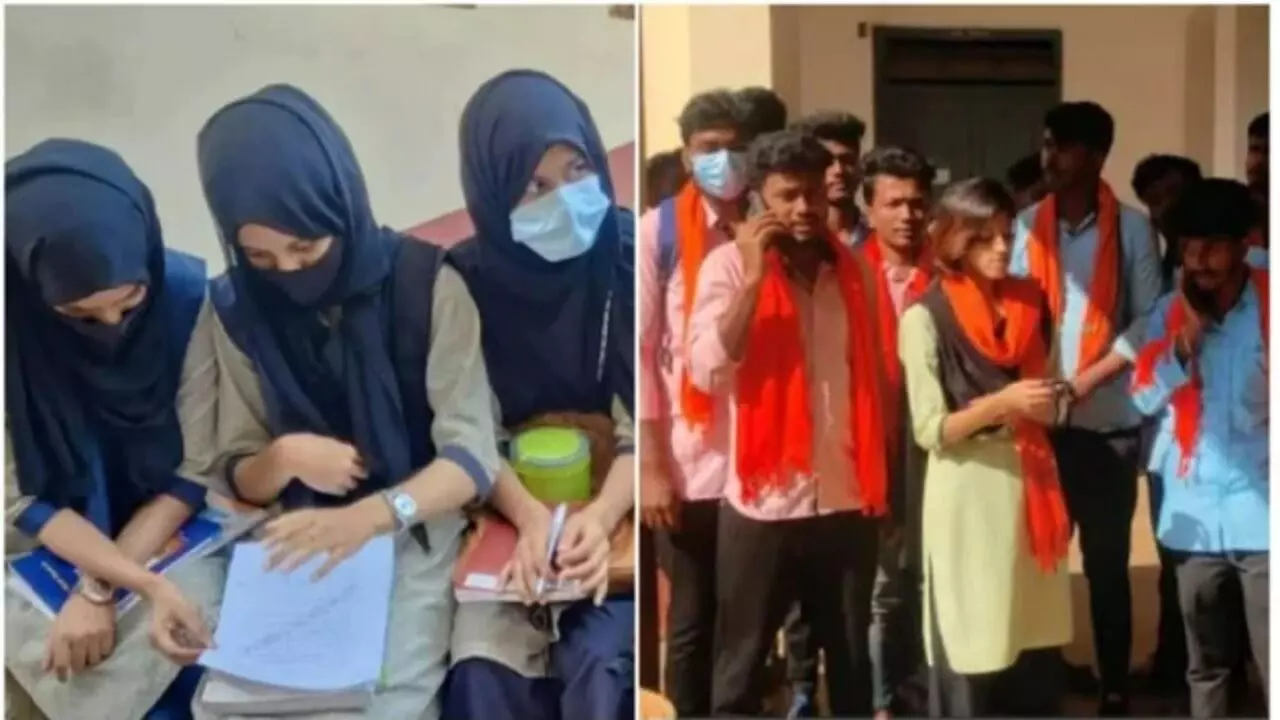 Karnataka Hijab Case: छात्राओं ने हिजाब पहन कर स्कूल आने प्रदर्शन किया तो लड़कों ने भगवा धारण कर लिया