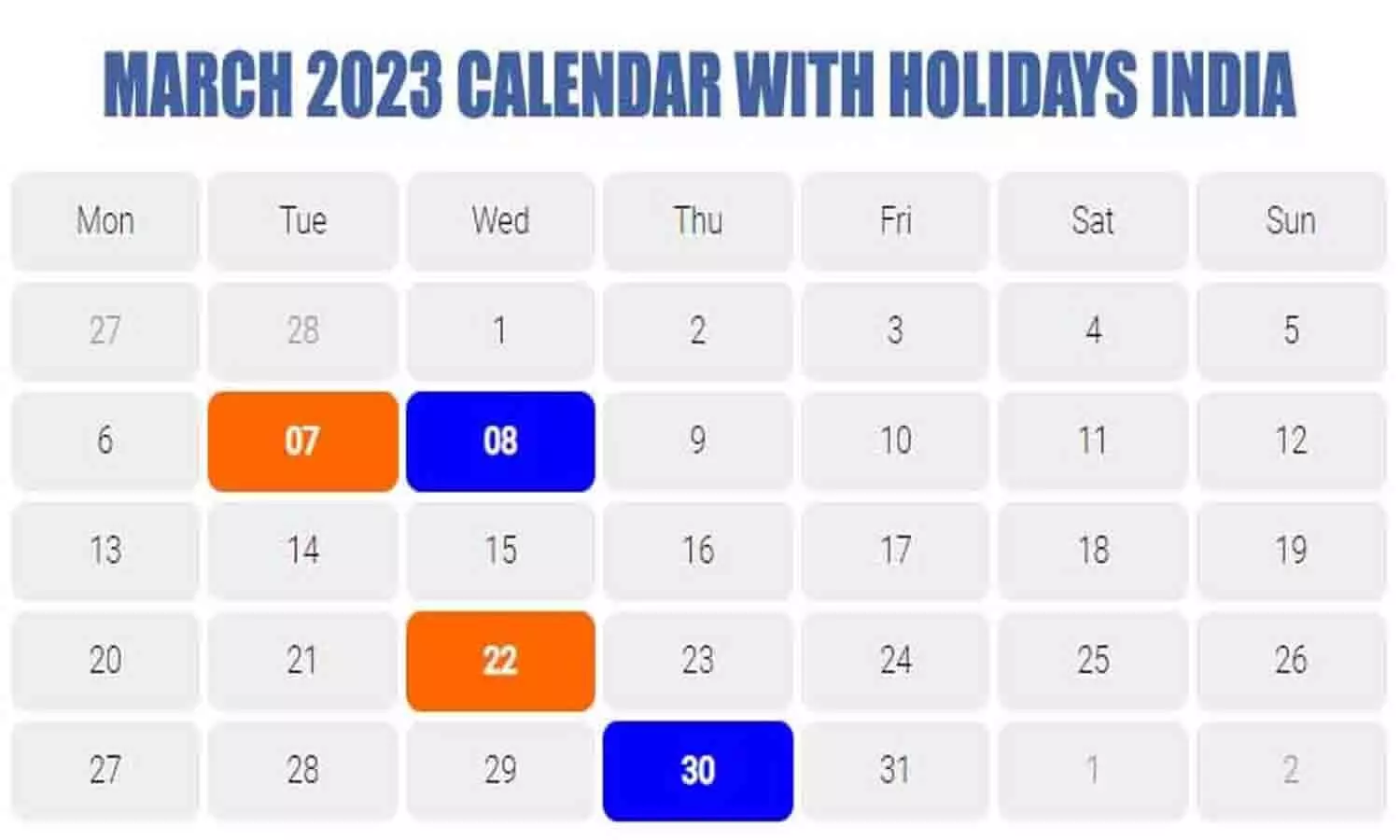 March Holiday 2023