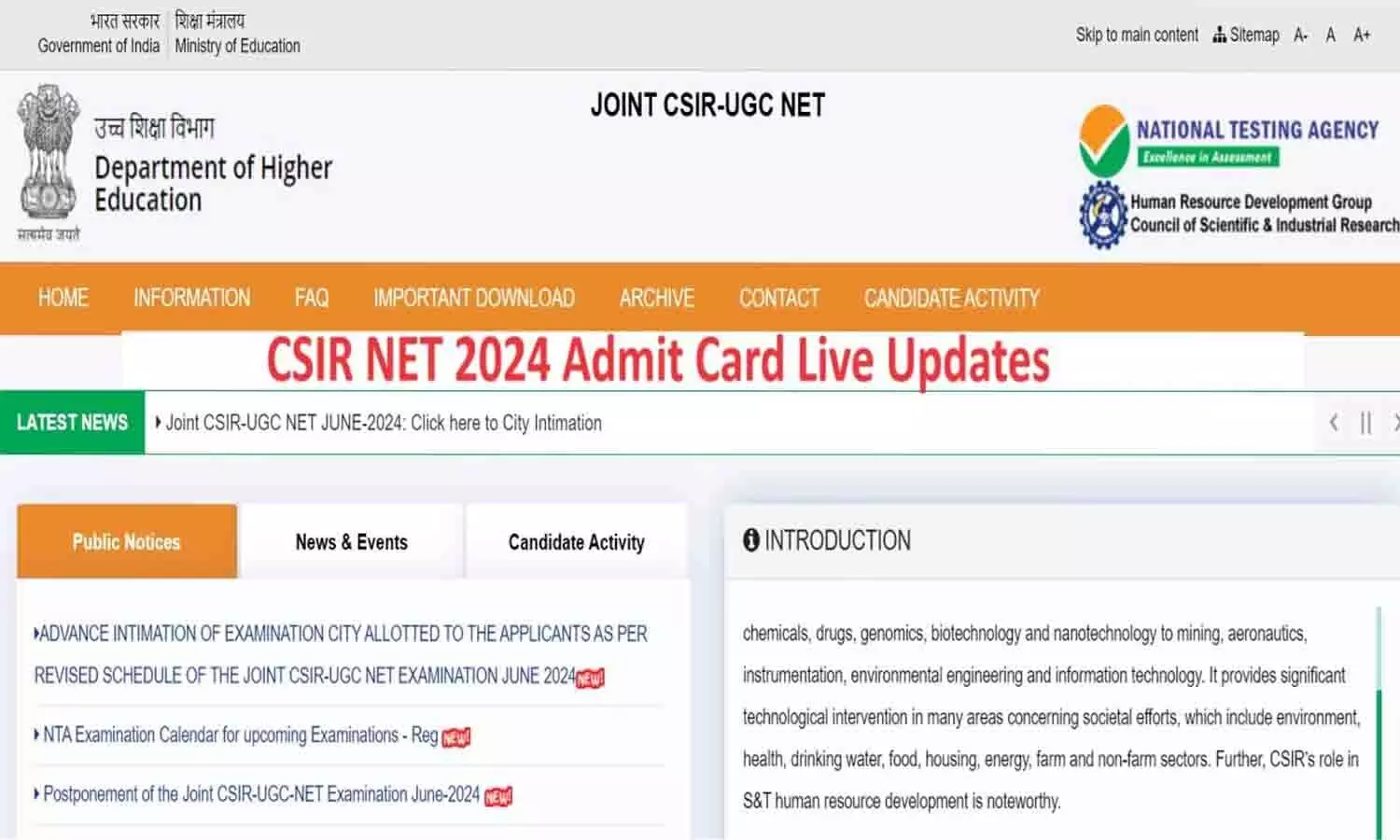 csir admit card 2024: सीएसआईआर यूजीसी नेट 2024 एडमिट कार्ड जारी, फटाफट चेक करे...