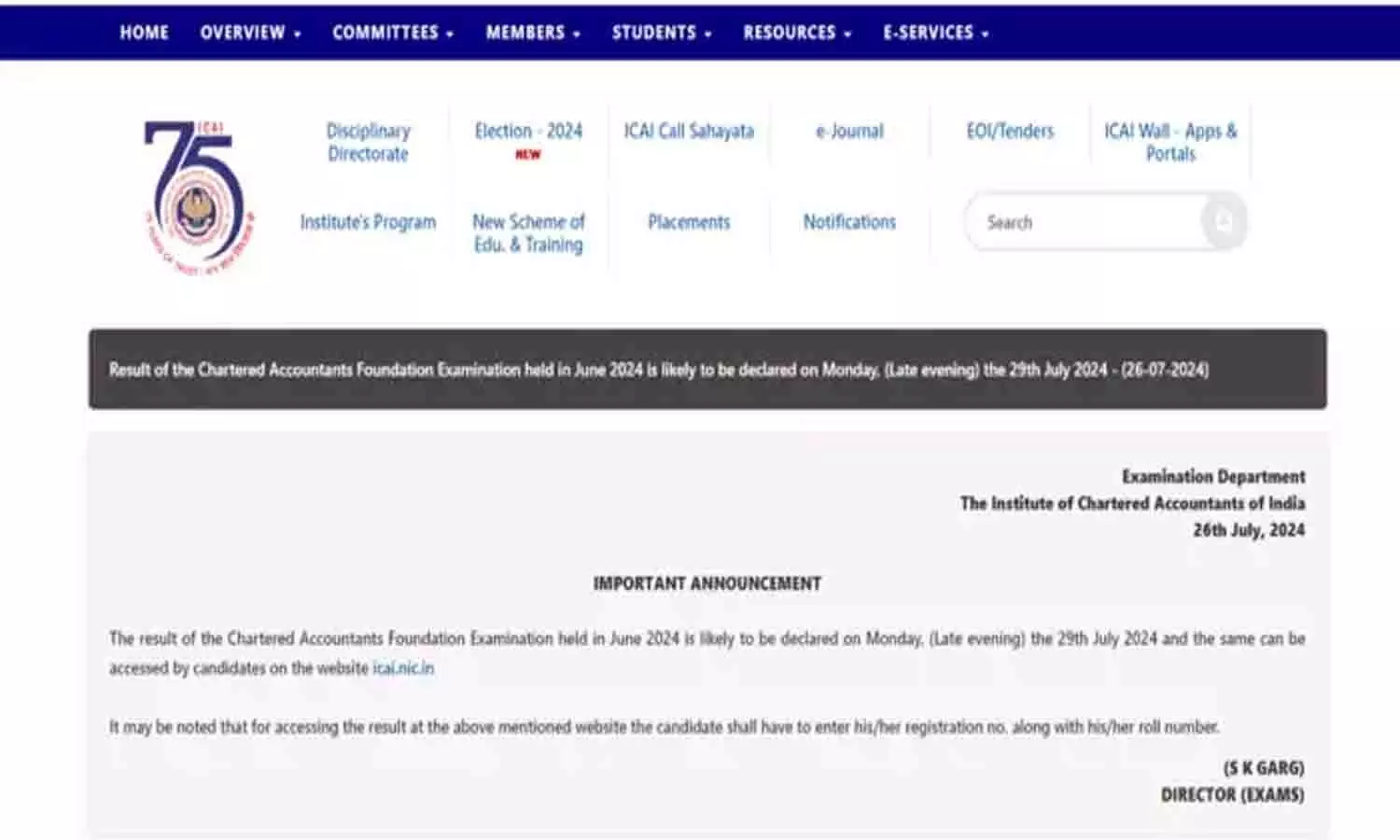 ICAI CA Foundation Result LIVE Updates: सीए फाउंडेशन जून 2024 का परिणाम आज icai.nic.in पर जारी? जाने पूरी डिटेल्स। ..