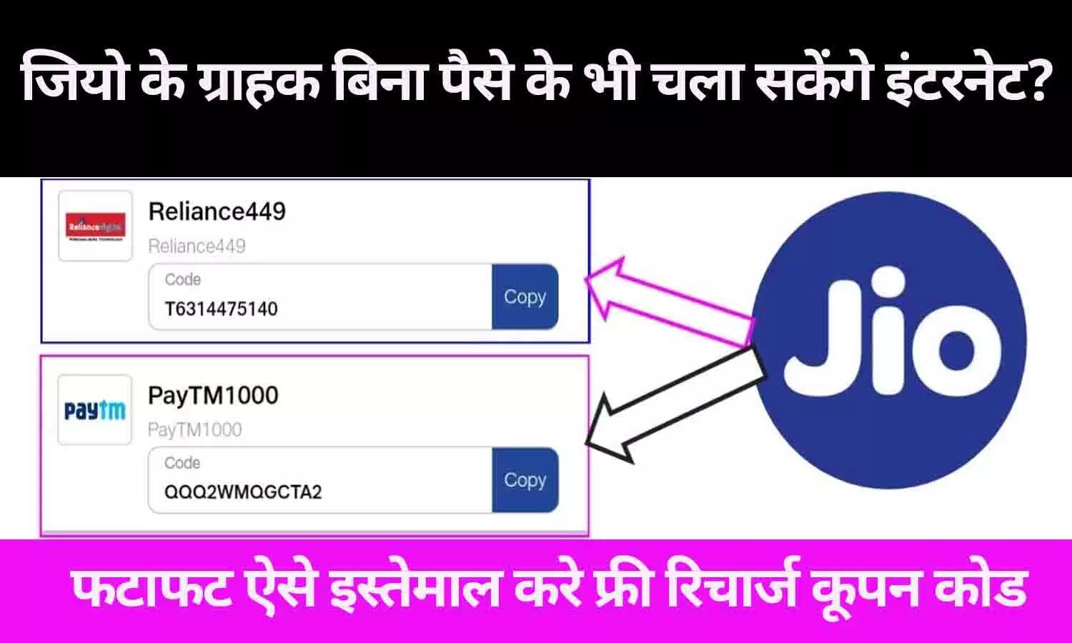 Jio Recharge Coupon Code Free: जियो के ग्राहक बिना पैसे के भी चला सकेंगे इंटरनेट? फटाफट ऐसे इस्तेमाल करे फ्री रिचार्ज कूपन कोड