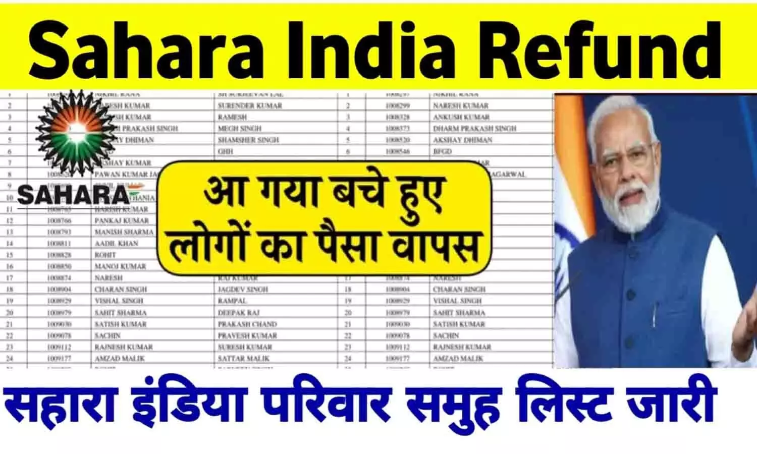 Sahara India Refund New List 2024: सहारा इंडिया रिफंड वालो का आ गया पैसा वापस, यहाँ से स्टेटस चेक करें