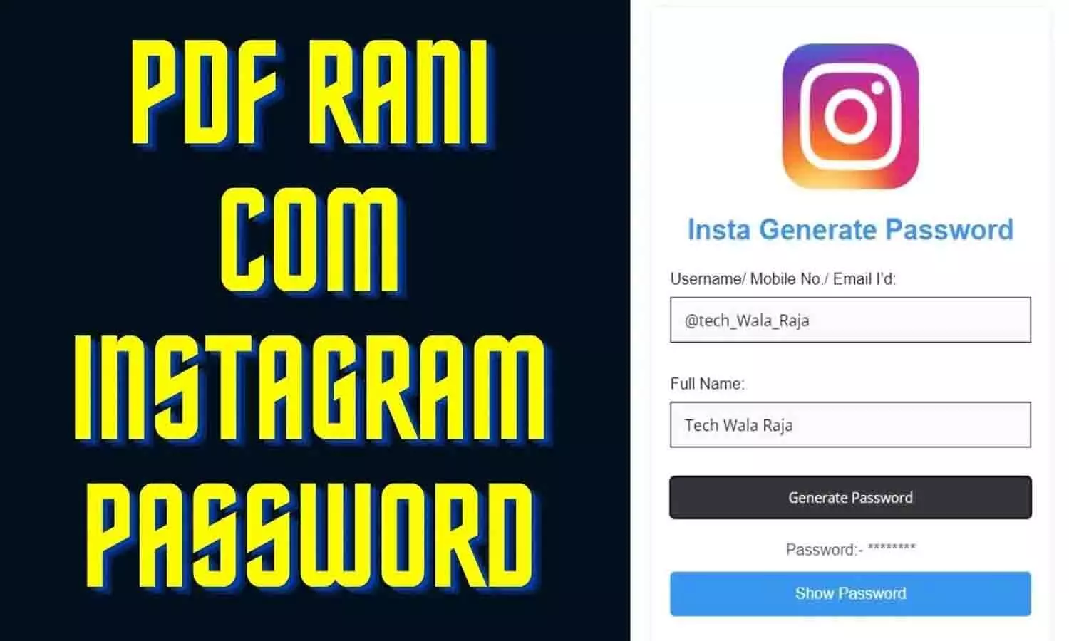 PDF Rani.com Instagram Password Recovery Tool 2025: 2025 में PDF Rani.com से खोए हुए इंस्टाग्राम पासवर्ड को करे 2 मिनट में रिकवर? मार्केट में आ गई गजब की ट्रिक....