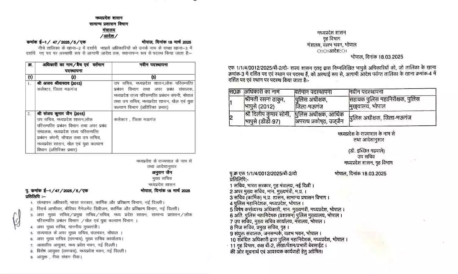 मऊगंज में हिंसा के बाद प्रशासनिक फेरबदल, कलेक्टर-एसपी बदले गए