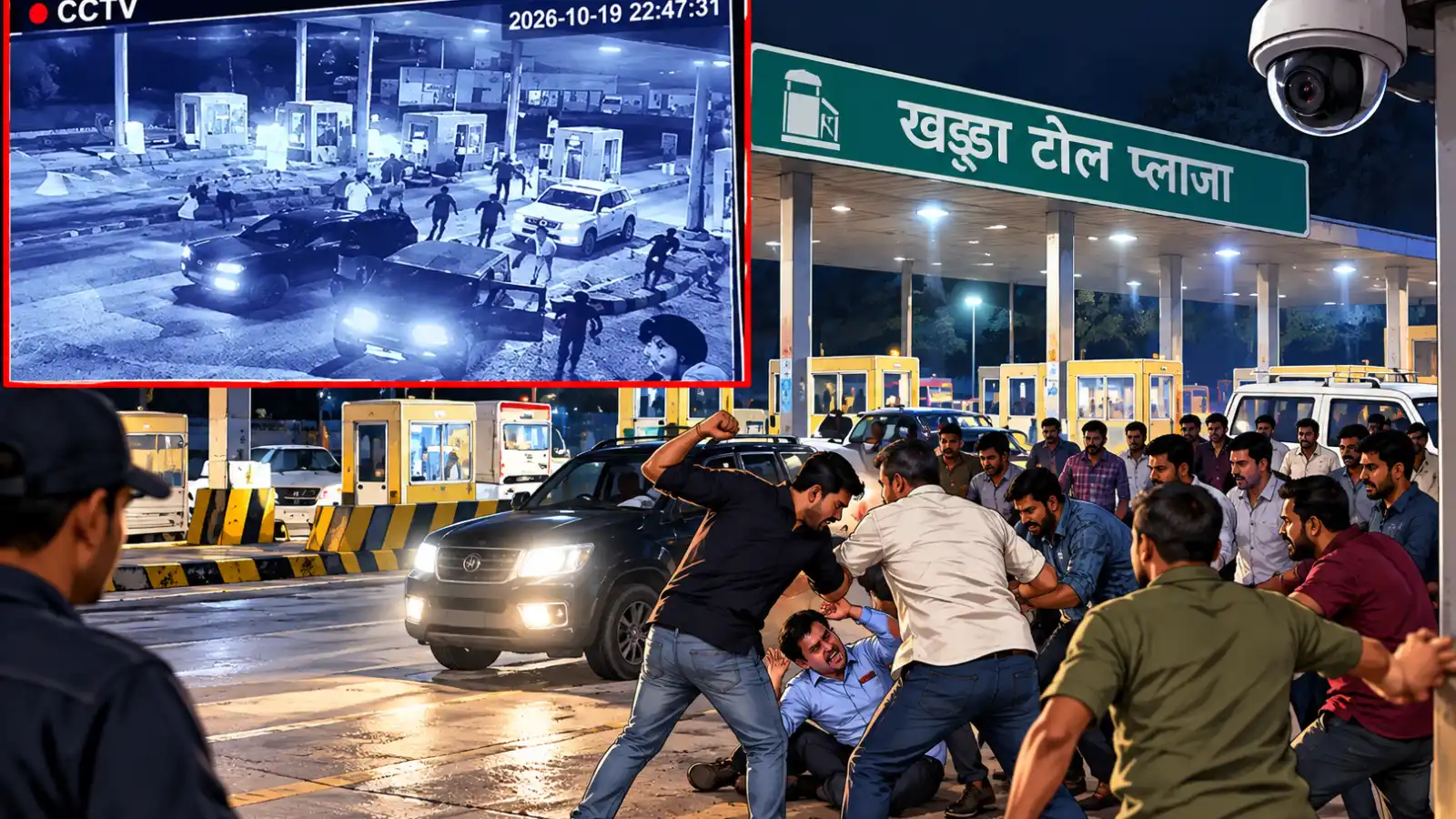 खड्डा टोल प्लाजा पर मैनेजर दीपू सिंह से मारपीट: CCTV फुटेज सामने आने का दावा, 25–30 लोगों के शामिल होने की जानकारी