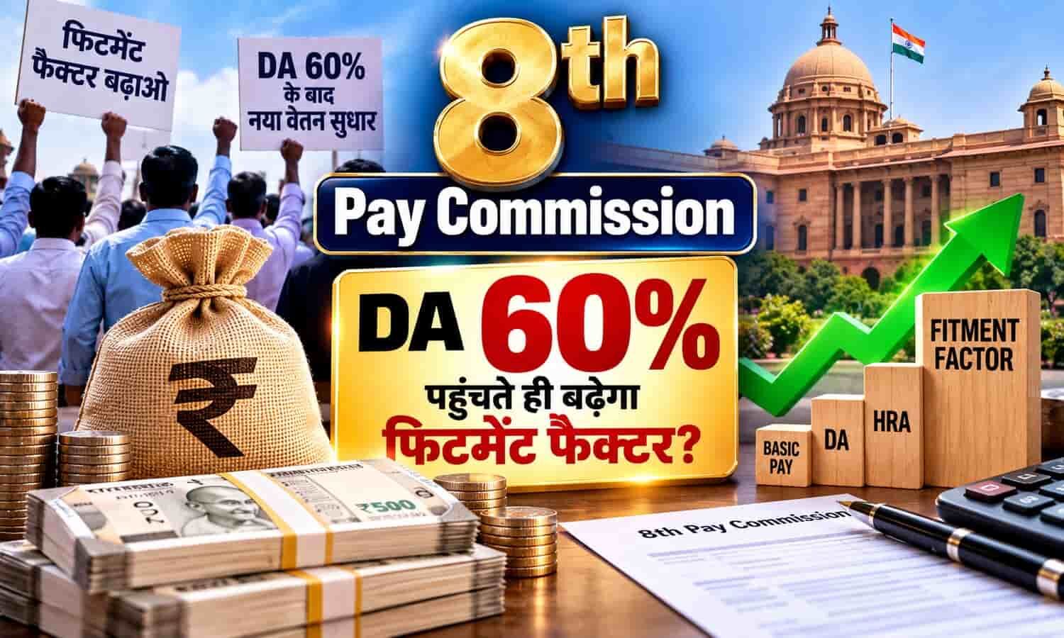8th Pay Commission: डीए 60% पहुंचते ही फिटमेंट फैक्टर बढ़ाने की मांग तेज, जानें कर्मचारी यूनियनों ने क्या रखा प्रस्ताव