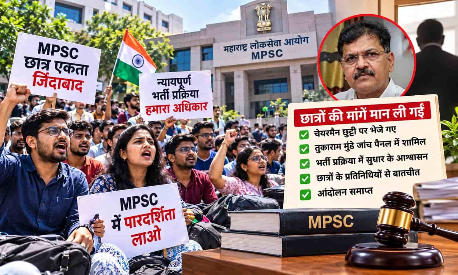 MPSC आंदोलन खत्म: पुणे में 10 दिन से धरने पर बैठे छात्रों की मांगें मानीं, चेयरमैन छुट्टी पर भेजे गए और तुकाराम मुंढे जांच पैनल में शामिल